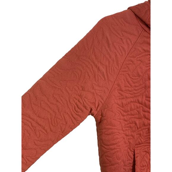 Nine West Rust Long Sleeve Quilted Pullover Hoodie, Size Small - Picture 2 of 5